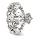 Stainless Steel Polished Claddagh with Cross Ring