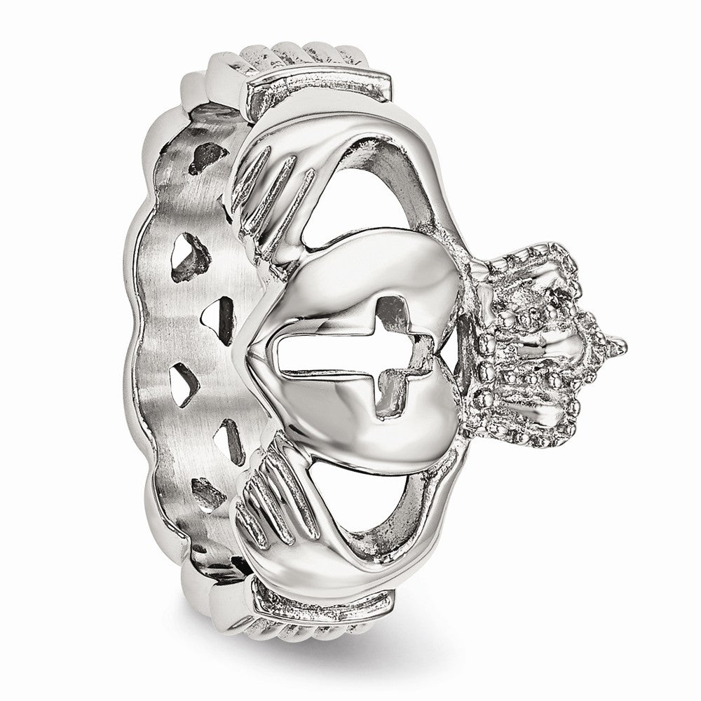 Sophia Jewelers Polished Stainless Steel Claddagh Cross Ring 6mm Elegant Design