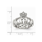 Stainless Steel Polished Claddagh with Cross Ring