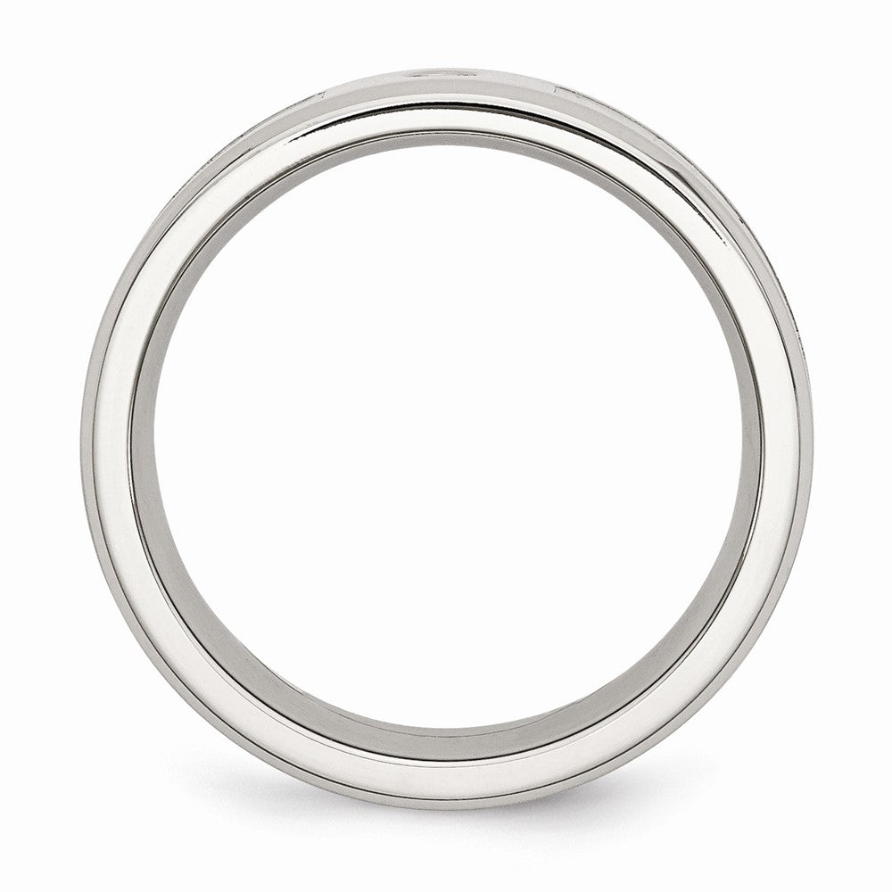 Stainless Steel Wedding Band with CZ Green Camo Polished Finish