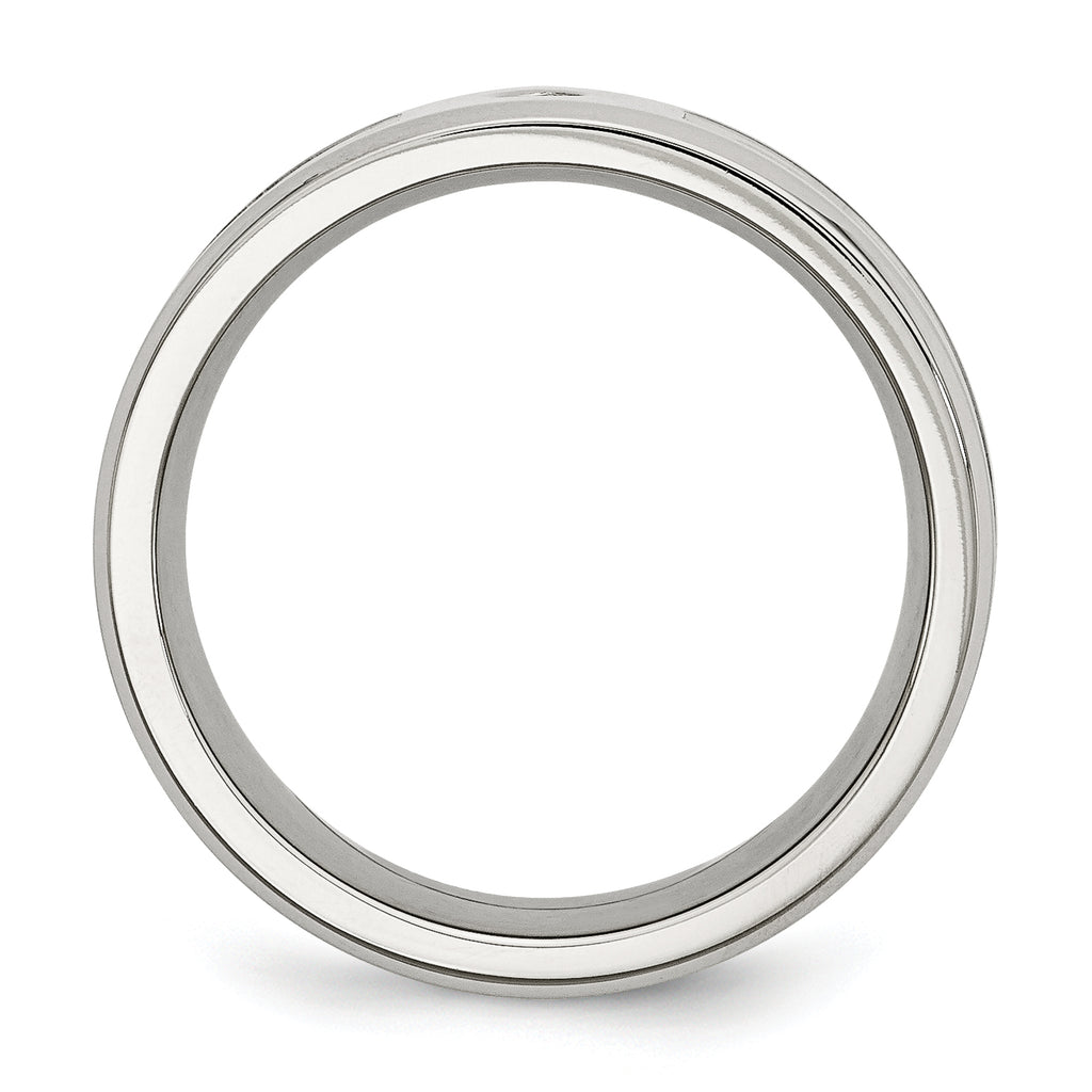 Camo Rubber & CZ Comfort-Fit Band in Stainless Steel, 8mm