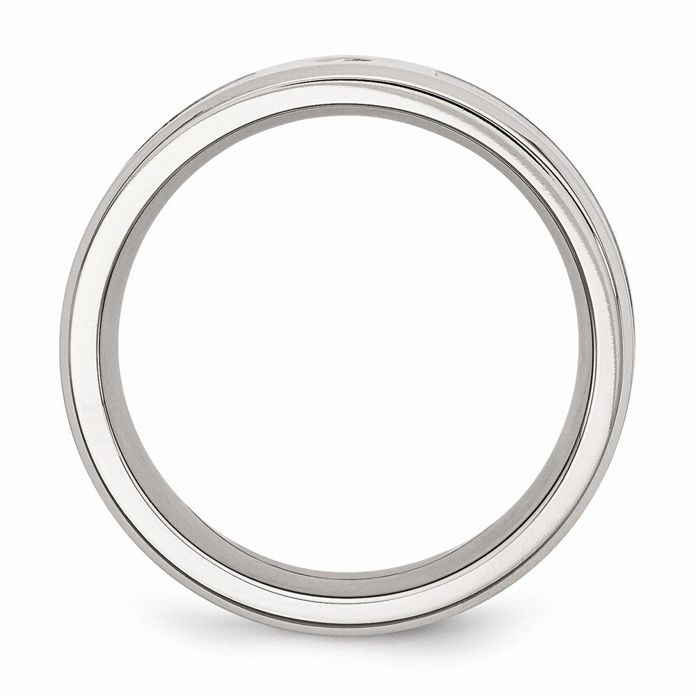 Stainless Steel Wedding Band with CZ Polished Camo Comfort Fit