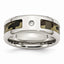 Stainless Steel Wedding Band with CZ Polished Camo Comfort Fit