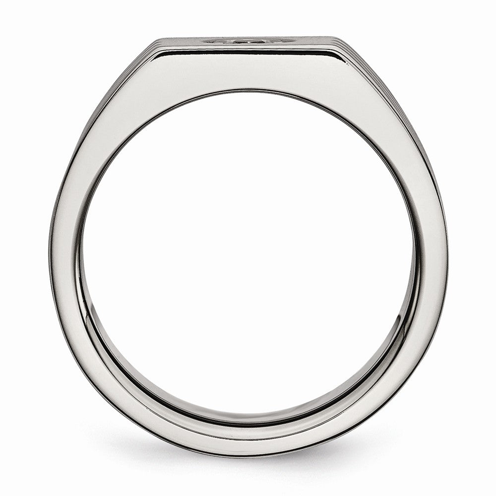 Sophia Jewelers Men's Polished Stainless Steel Ring with CZ Elegance - 9 - 9