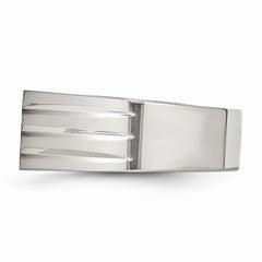Sophia Jewelers Men's Polished Stainless Steel Ring with CZ Elegance - 9 - 9