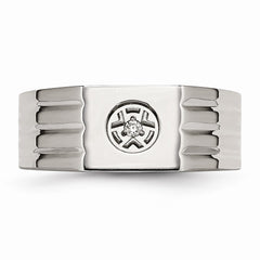Sophia Jewelers Men's Polished Stainless Steel Ring with CZ Elegance - 9 - 9
