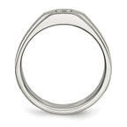 Stainless Steel Brushed and Polished with CZ Ring