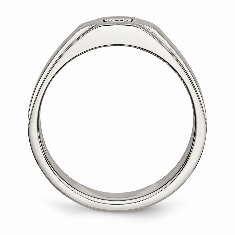 Sophia Jewelers Men's Stainless Steel CZ Ring with Polished Brushed Finish - 9 - 9