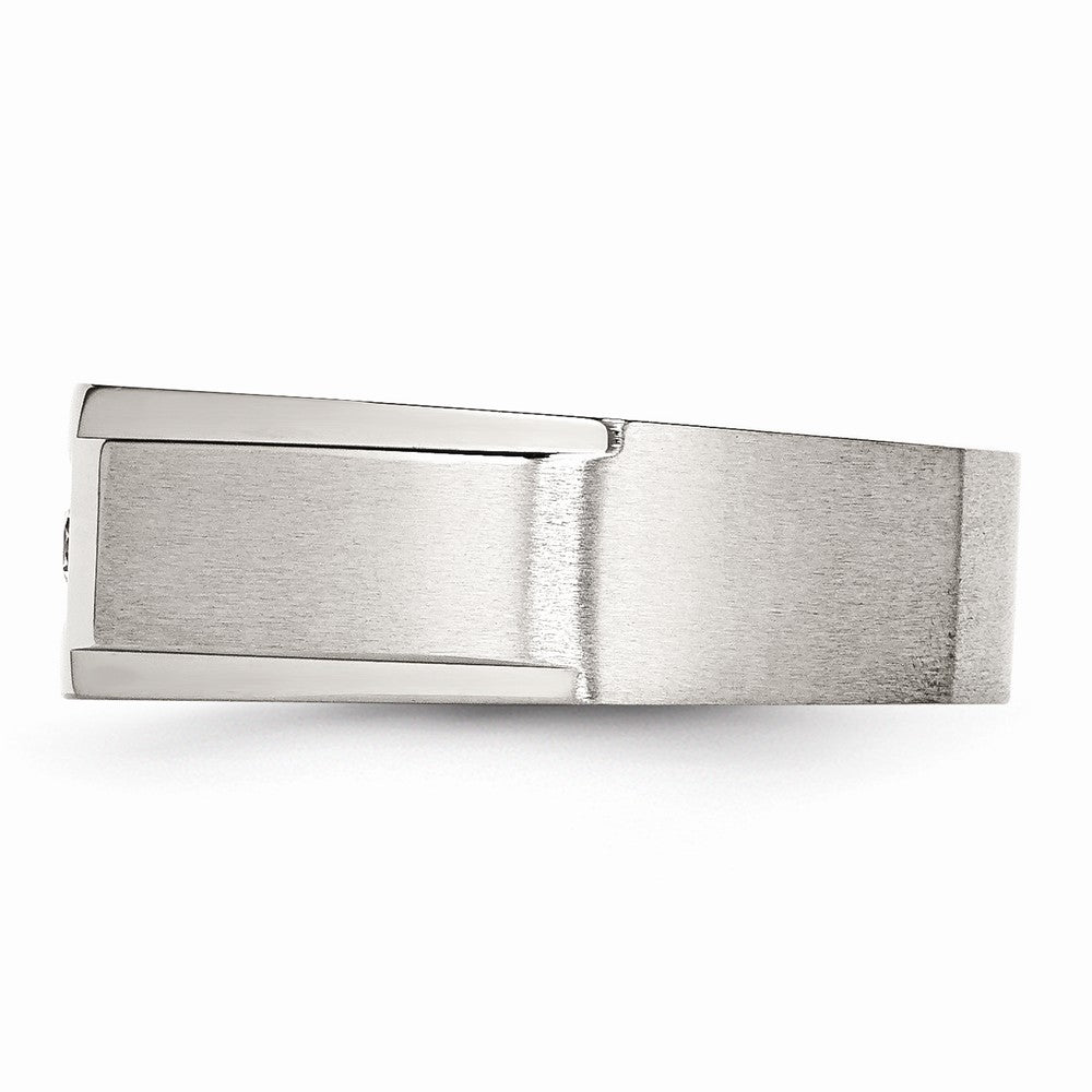 Sophia Jewelers Men's Stainless Steel CZ Ring with Polished Brushed Finish