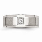 Sophia Jewelers Men's Stainless Steel CZ Ring with Polished Brushed Finish