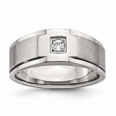 Sophia Jewelers Men's Stainless Steel CZ Ring with Polished Brushed Finish - 9 - 9
