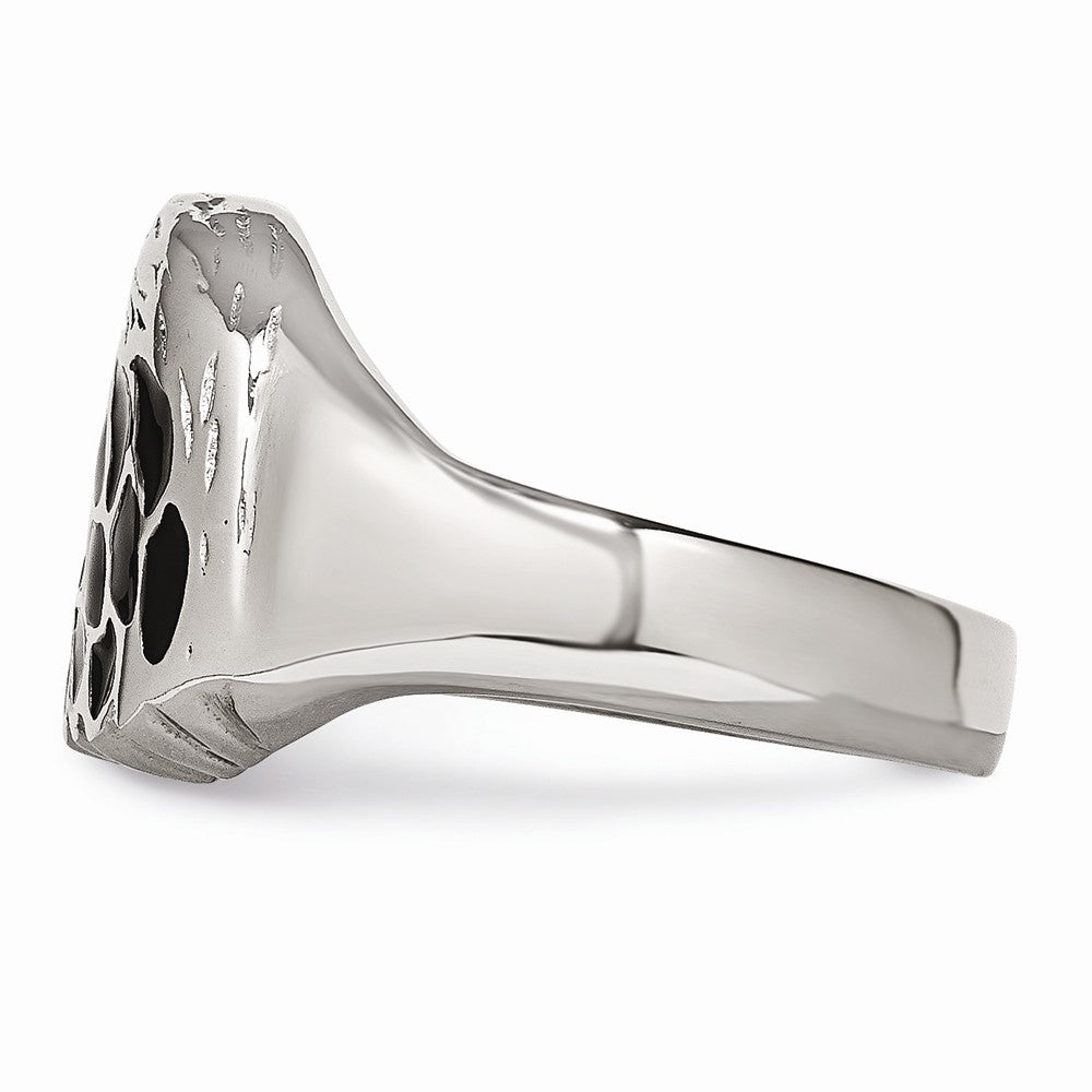 Sophia Jewelers Polished Black Enamel Eagle Men's Ring, Stainless Steel
