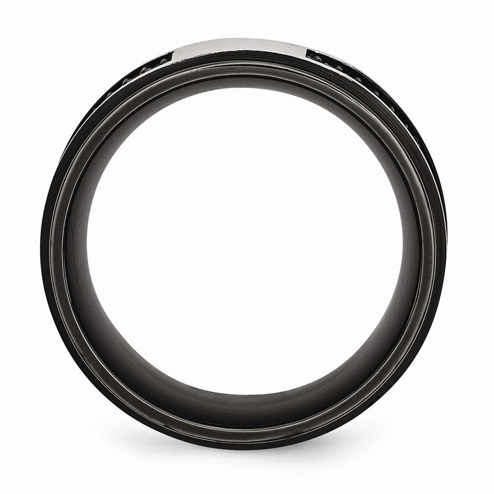 Sophia Jewelers Black IP-Plated Stainless Steel Wedding Band with Rubber Inlay