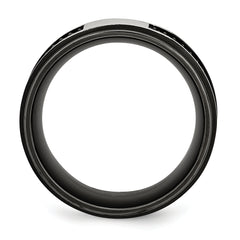 Stainless Steel Polished Black IP-plated WithRubber Inlay 10mm Band