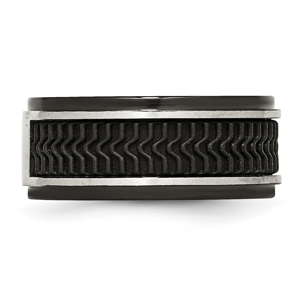 Black IP-Plated Wedding Band in Stainless Steel, 10mm