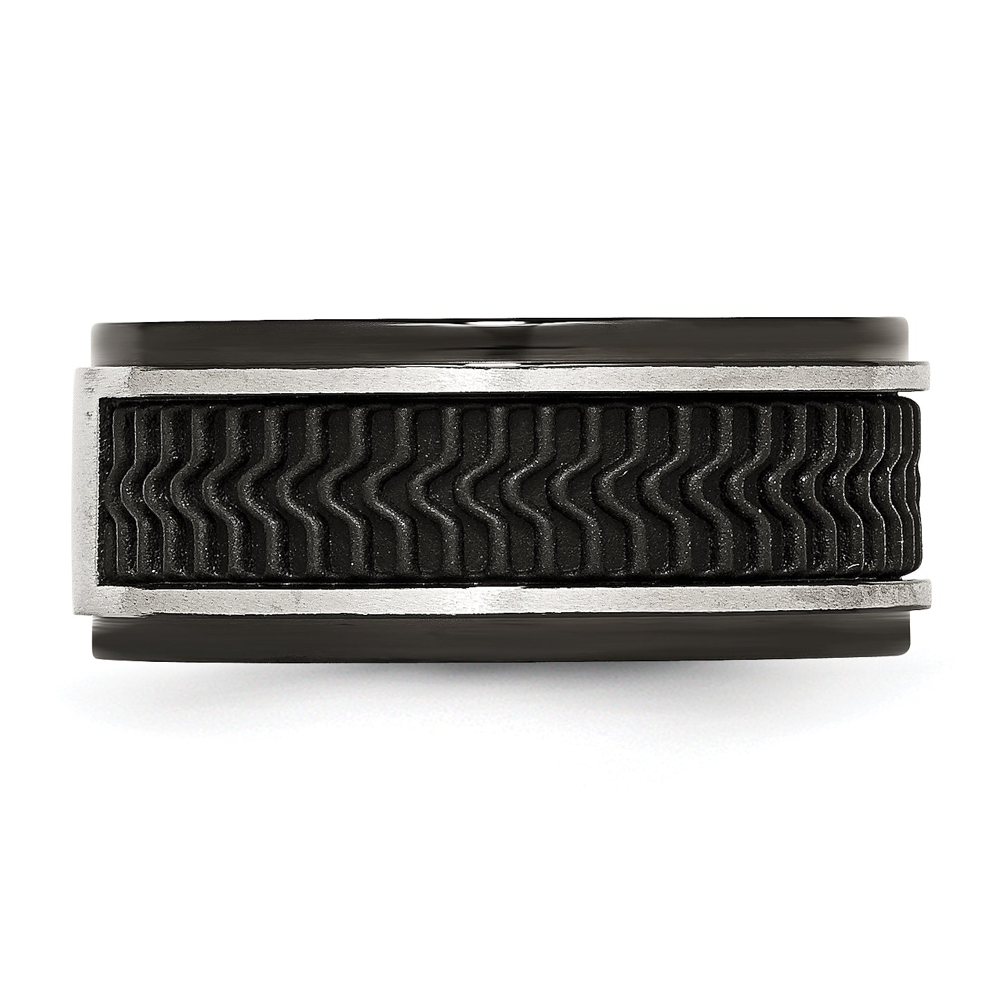 Black IP-Plated Wedding Band in Stainless Steel, 10mm