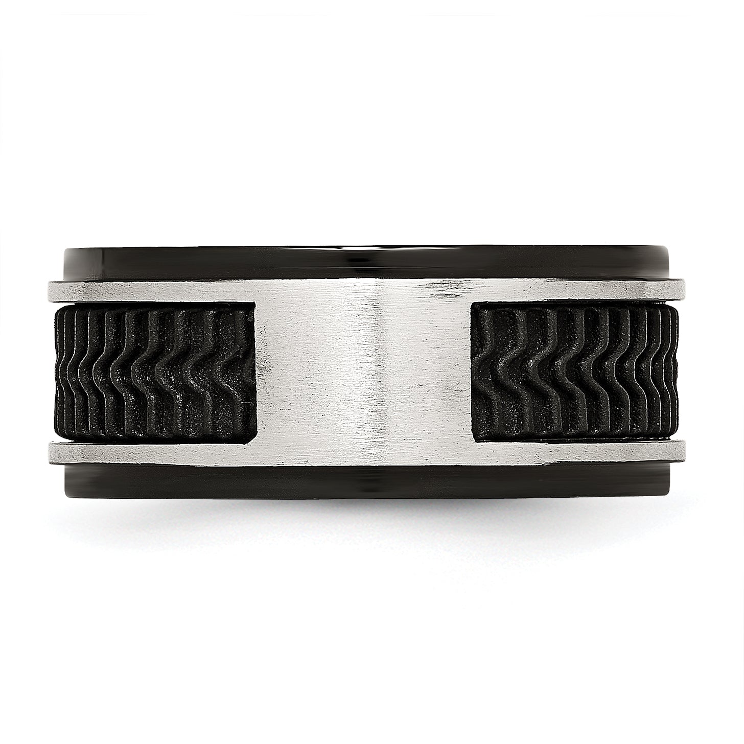 Black IP-Plated Wedding Band in Stainless Steel, 10mm