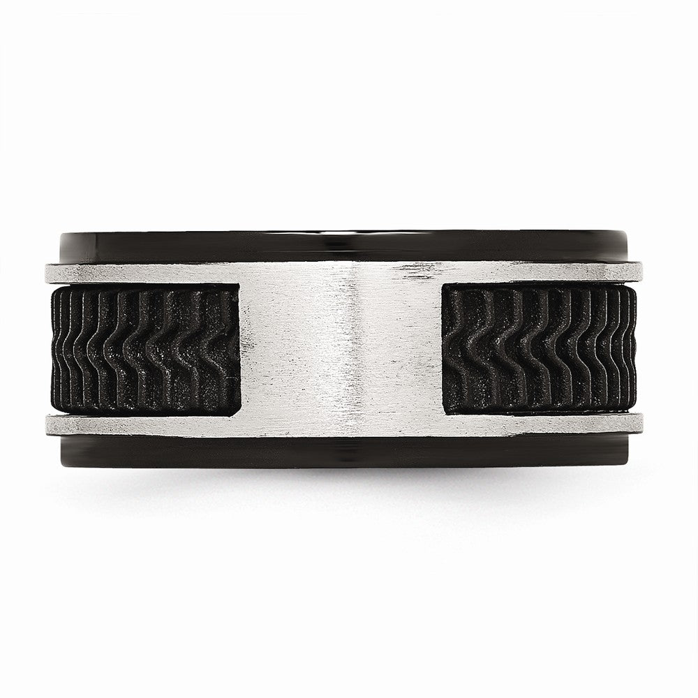 Sophia Jewelers Black IP-Plated Stainless Steel Wedding Band with Rubber Inlay