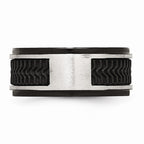 Sophia Jewelers Black IP-Plated Stainless Steel Wedding Band with Rubber Inlay
