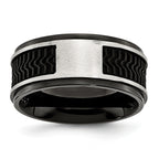 Black IP-Plated Wedding Band in Stainless Steel, 10mm