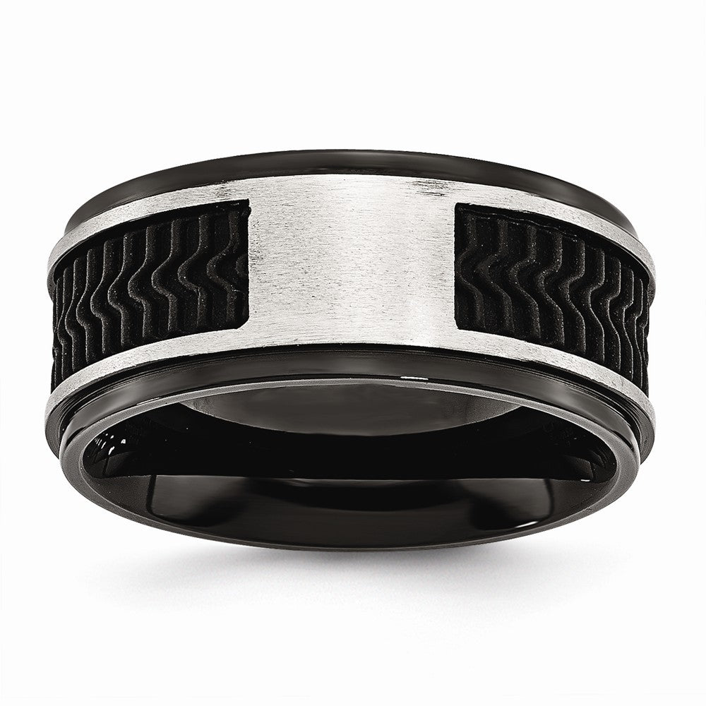 Stainless Steel Black IP w/ Rubber Inlay Ring