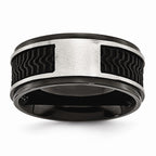 Sophia Jewelers Black IP-Plated Stainless Steel Wedding Band with Rubber Inlay