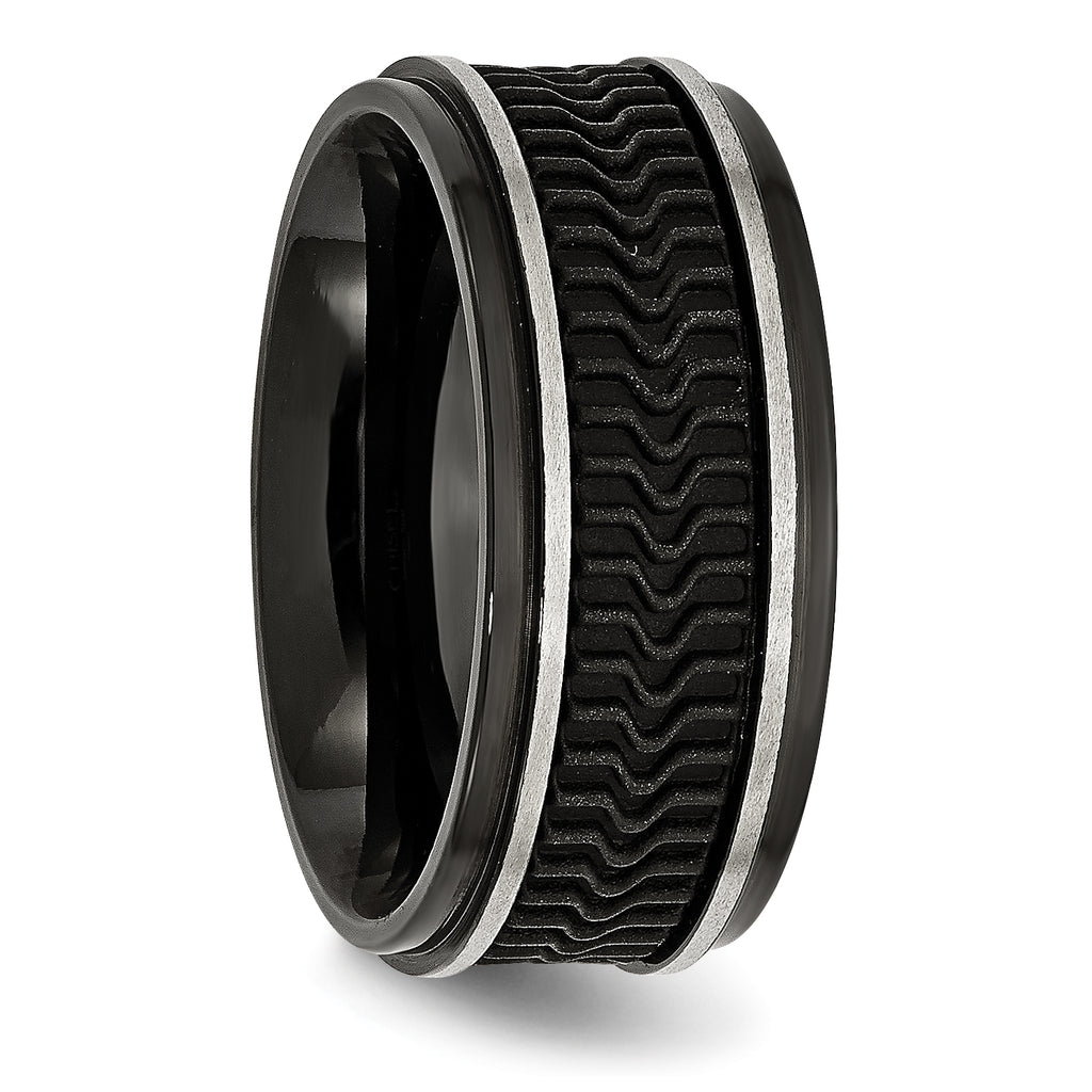 Black IP-Plated Wedding Band in Stainless Steel, 10mm