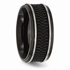 Sophia Jewelers Black IP-Plated Stainless Steel Wedding Band with Rubber Inlay
