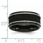 Black IP-Plated Wedding Band in Stainless Steel, 10mm