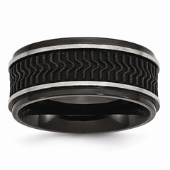 Stainless Steel Black IP w/ Rubber Inlay Ring