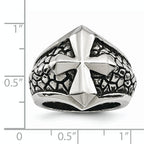 Stainless Steel Antiqued Polished and Textured Cross Ring