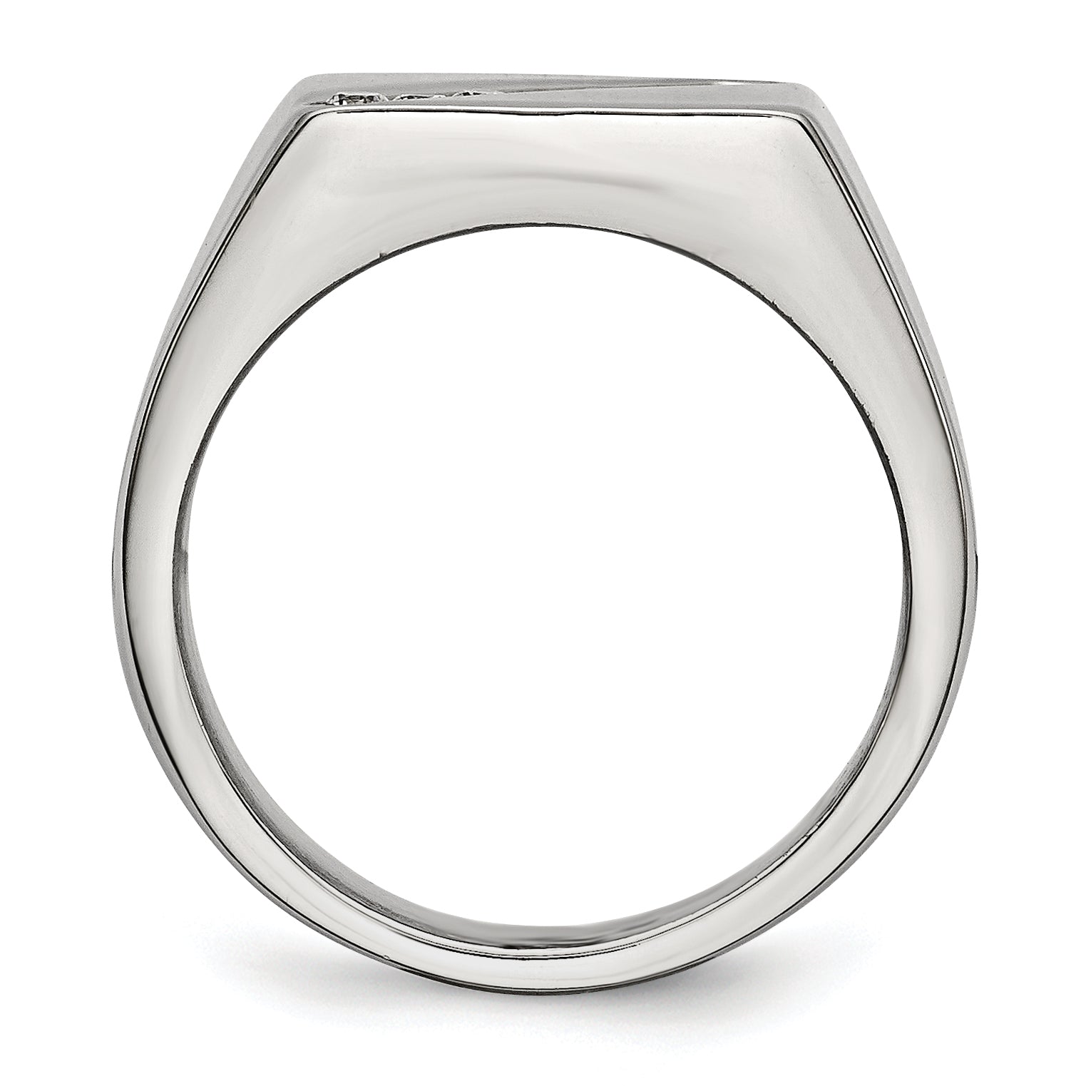 Stainless Steel Polished WithCZ Signet Ring Secondary image