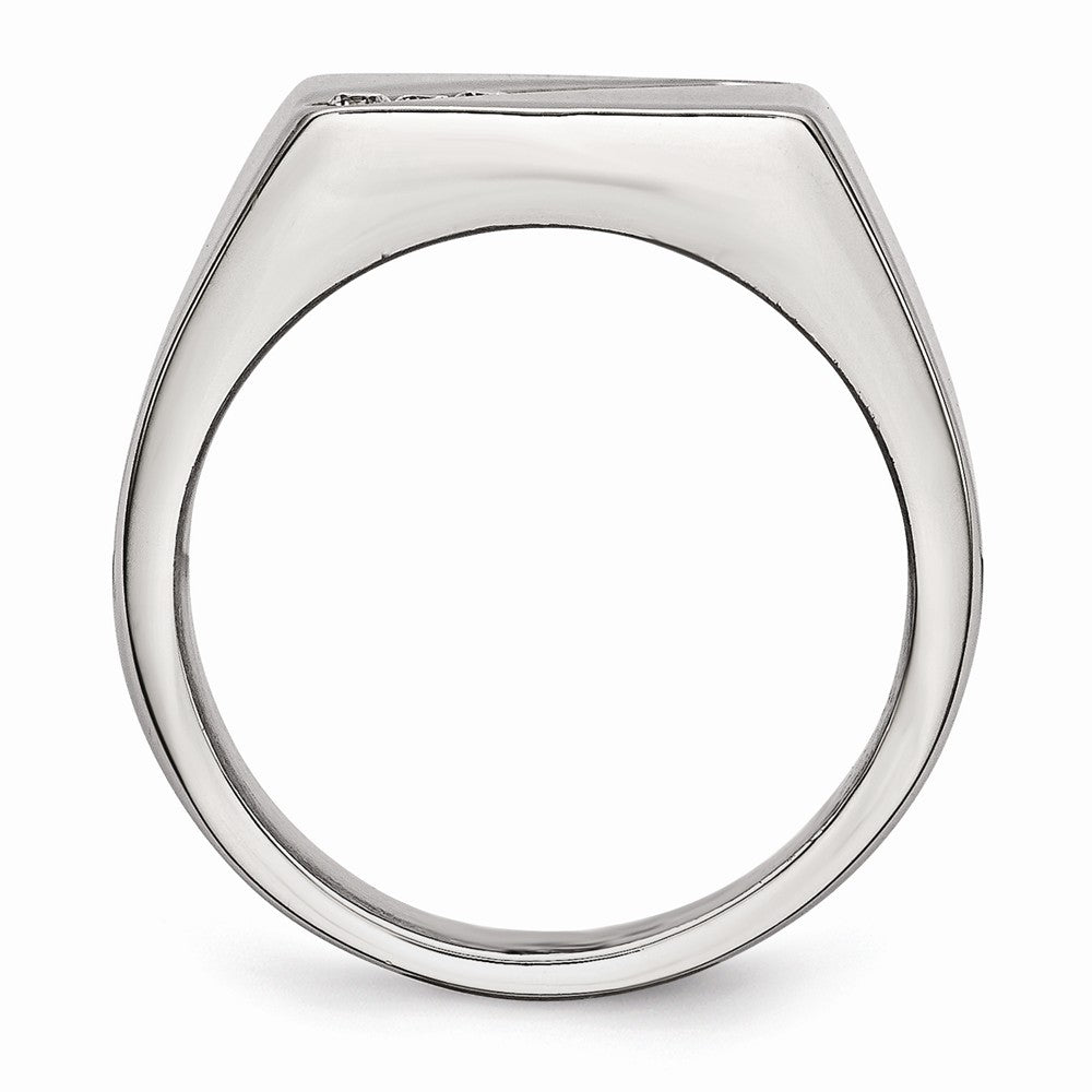 Sophia Jewelers Polished Stainless Steel Men's Ring with CZ Elegance - 9