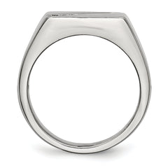 Stainless Steel Polished WithCZ Signet Ring