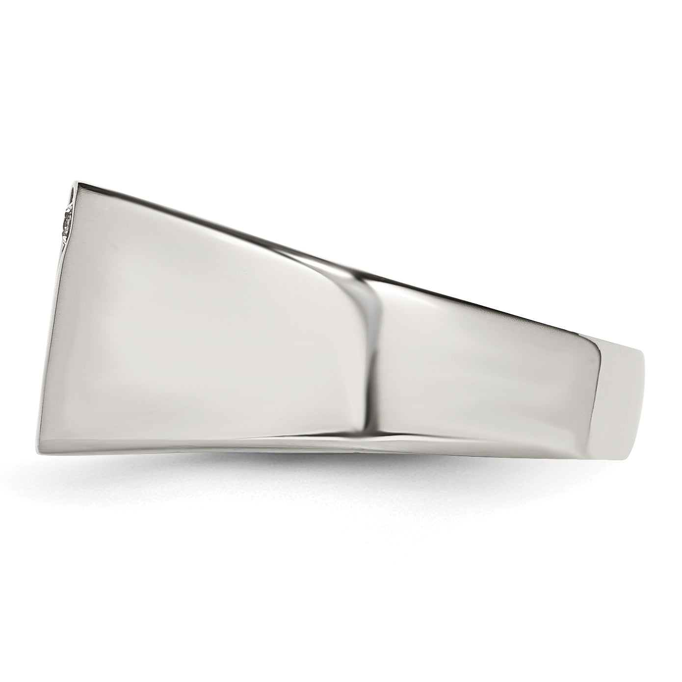 Stainless Steel Polished WithCZ Signet Ring