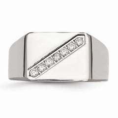 Stainless Steel Polished Men's CZ Ring