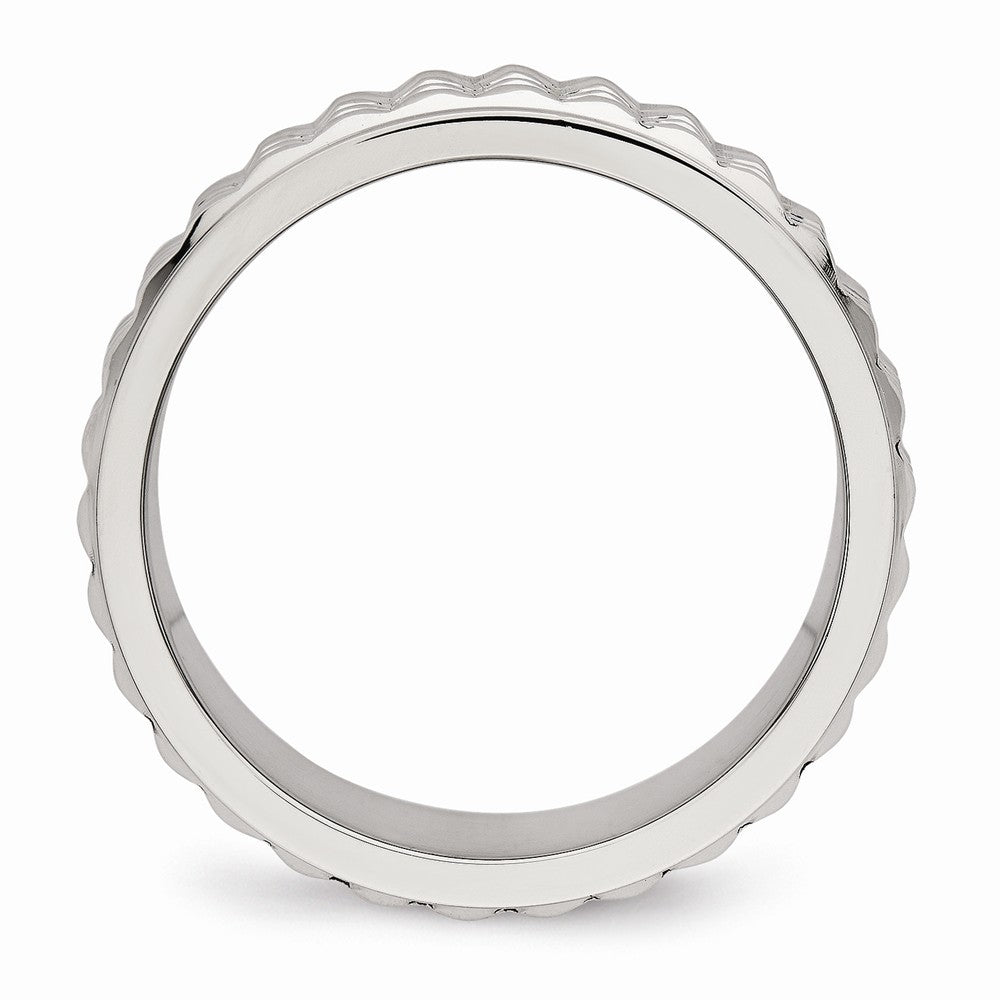 Sophia Jewelers Polished Stainless Steel Wedding Band Elegant 8mm Studded Design - 8 - 8