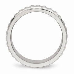 Sophia Jewelers Polished Stainless Steel Wedding Band Elegant 8mm Studded Design - 8 - 8