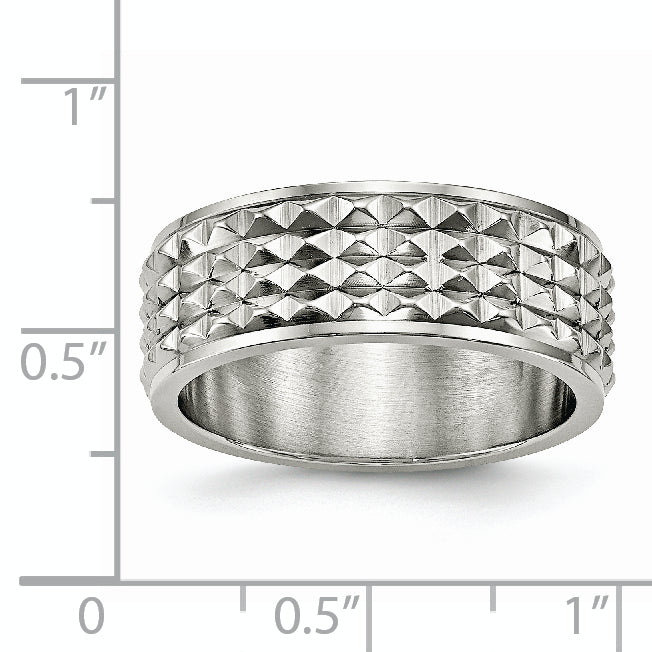 Stainless Steel Polished 8mm Studded Band