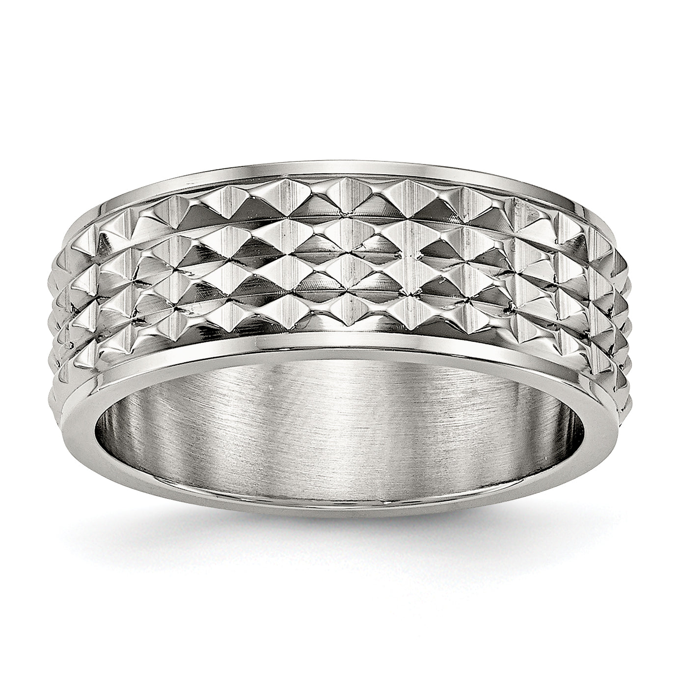 Stainless Steel Polished 8mm Studded Band Main image