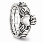 Sophia Jewelers Stainless Steel Claddagh Ring Polished Antique Finish