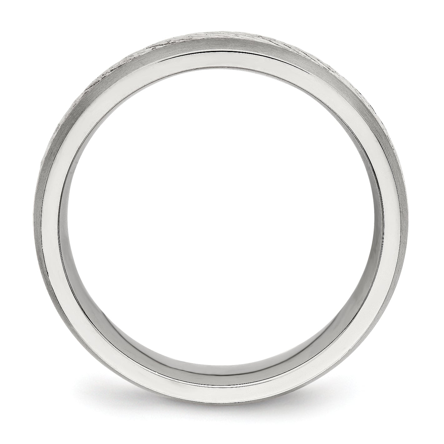 Stainless Steel WithSterling Silver Inlay Brushed Diamond Cut 6mm Band Secondary image