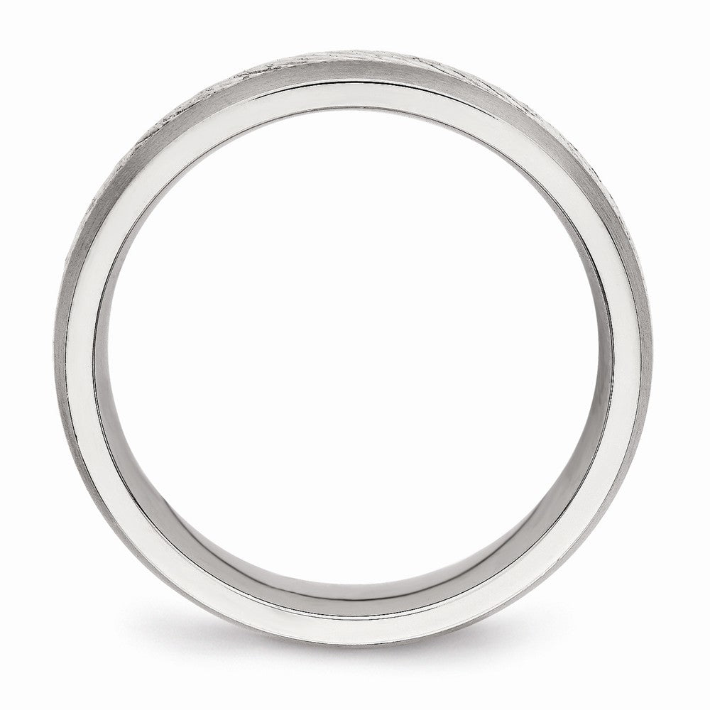 Sophia Jewelers Stainless Steel Wedding Band with Silver Inlay Elegant Brushed Finish