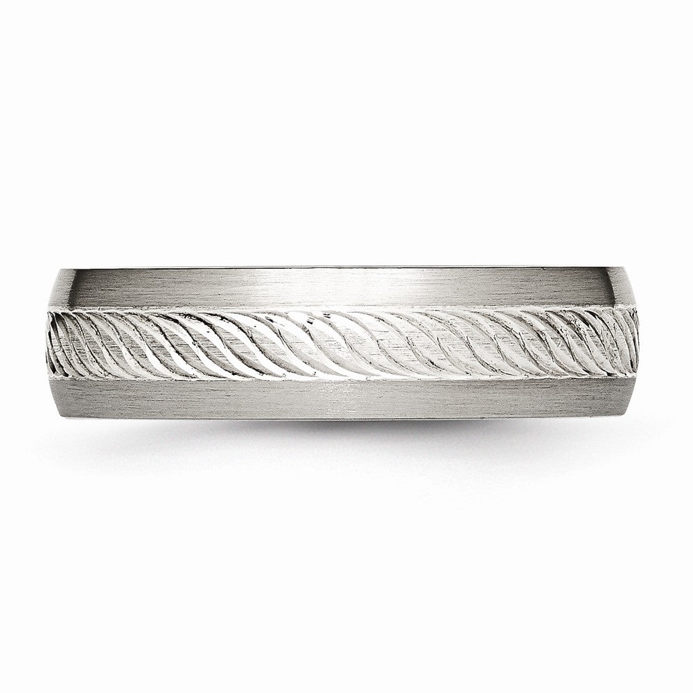 Sophia Jewelers Stainless Steel Wedding Band with Silver Inlay Elegant Brushed Finish