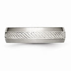 Sophia Jewelers Stainless Steel Wedding Band with Silver Inlay Elegant Brushed Finish
