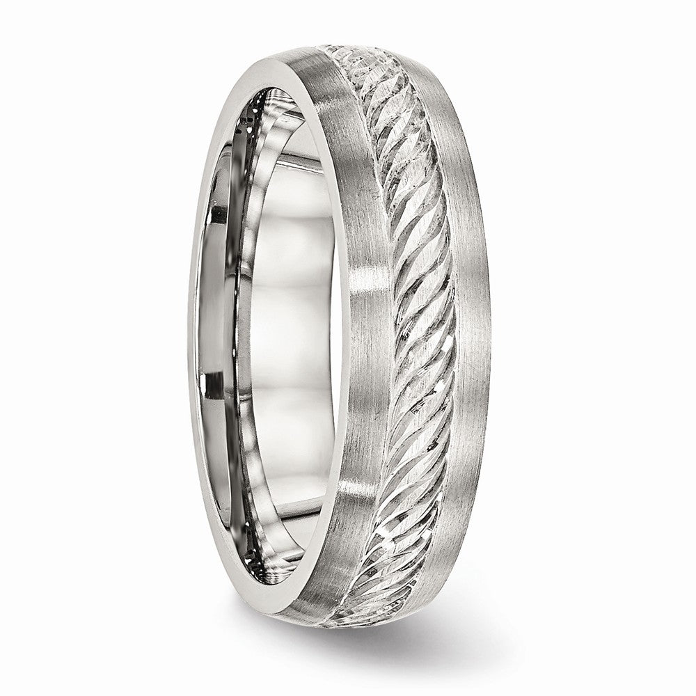 Sophia Jewelers Stainless Steel Wedding Band with Silver Inlay Elegant Brushed Finish - 8