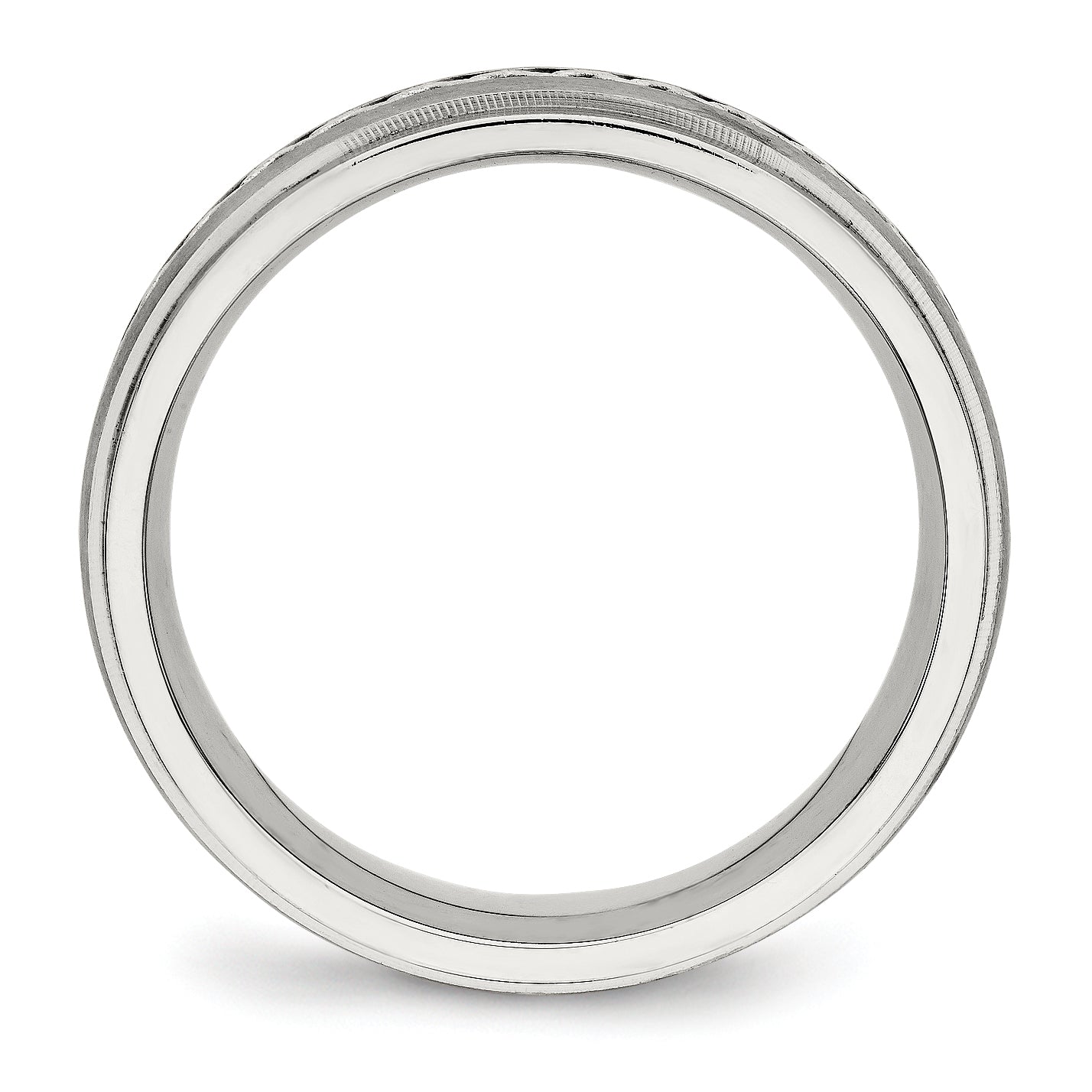 Stainless Steel WithSterling Silver Braid Inlay Brushed/Polished 6mm Band Secondary image