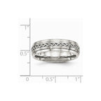 Stainless Steel Polished & Brushed w/Silver Braid Inlay Ring