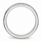 Stainless Steel Wedding Band with Silver Inlay Elegant Polished Finish