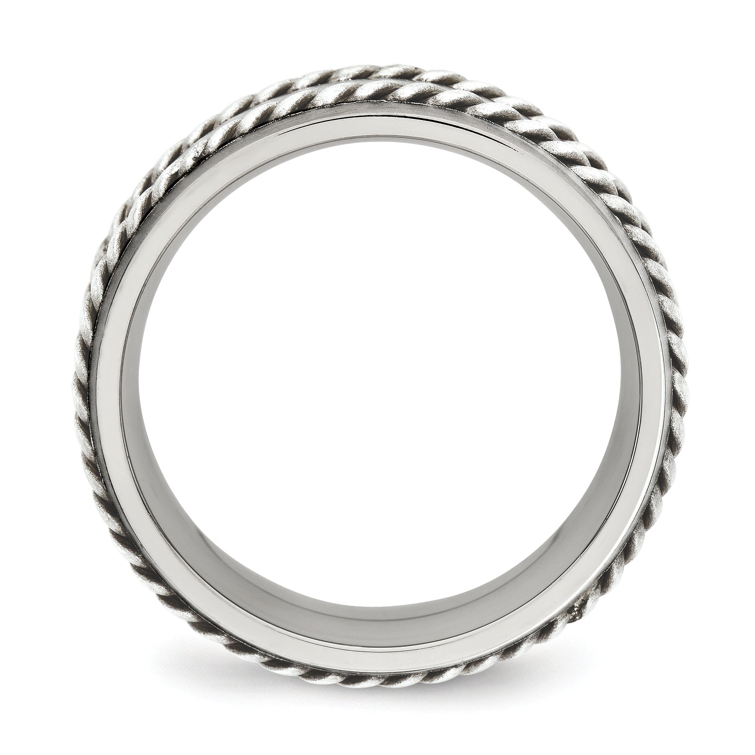 Stainless Steel WithSterling Silver Double Twisted Brushed 8mm Band Secondary image